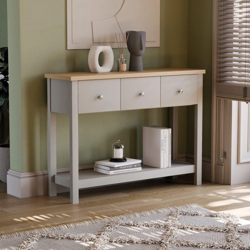 Image of Lassic Vida Designs Arlington 3 Drawer Console Table Grey unisex 3 Drawer