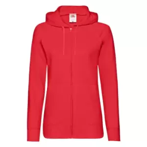 Image of Fruit Of The Loom Ladies Fitted Lightweight Hooded Sweatshirts Jacket / Zoodie (240 GSM) (S) (Red)