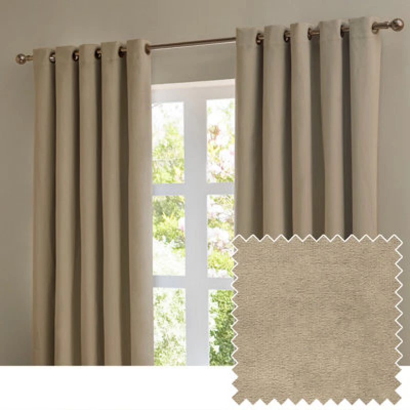 Image of Furn. The Ultimate Velvet Room Darkening Eyelet Curtain Pair Mocha (W)117Cmx (D)183Cm