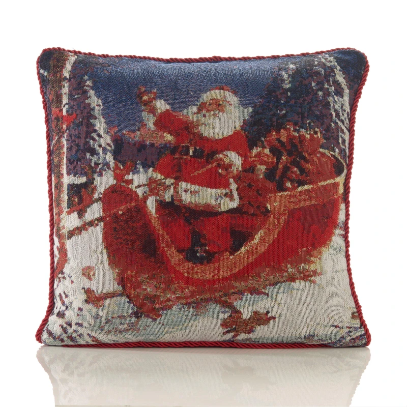 Image of Alan Symonds Sleigh Tapestry Christmas Cushion Multicolour unisex 45x45cm