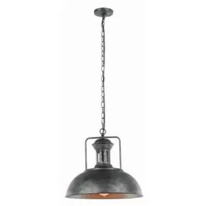 Image of Italux Nadia Industrial, Retro 1 Light Dome Pendant Ceiling Light, E27