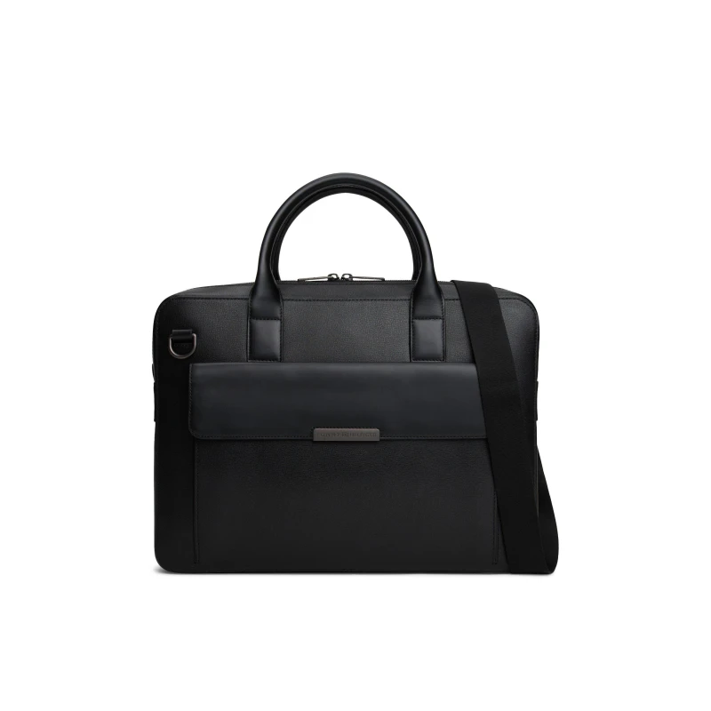 Image of Tommy Hilfiger Business Leather Laptop Bag Black male One Size