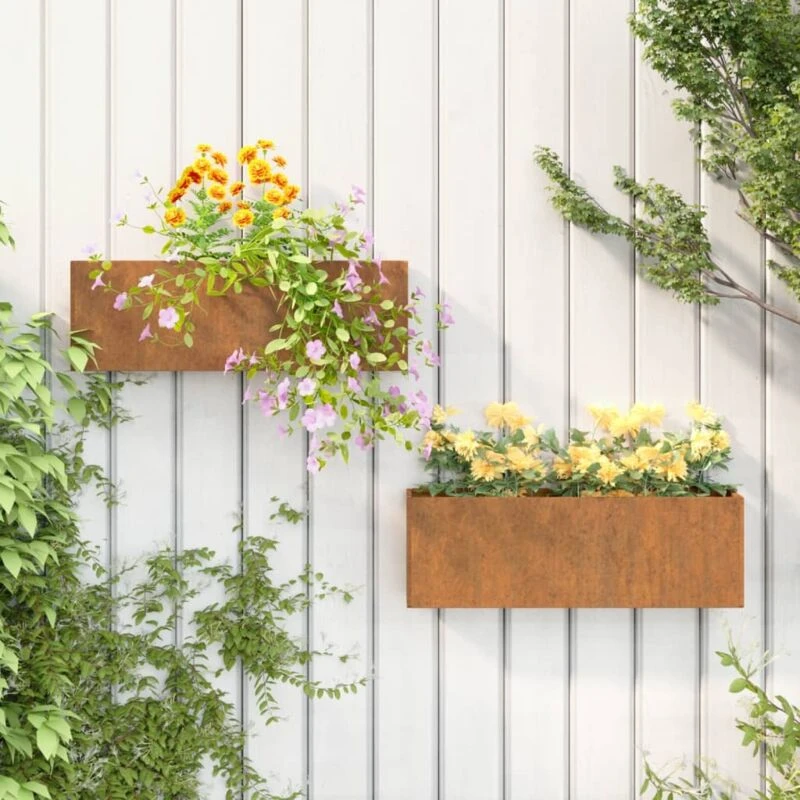 Image of VIDAXL Vidaxl - Wall Planters 2 pcs Rusty Corten Steel 53x10x17cm 8720845673727