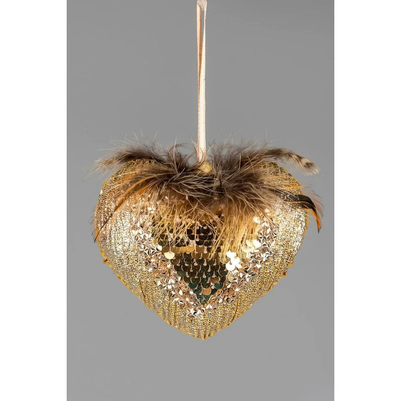 Image of Shatchi 10cm Gold Heart - Christmas Hanging Decoration Gold