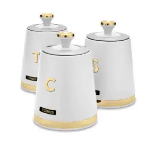 Image of Tower Cavaletto Set Of 3 Canisters Optic - White