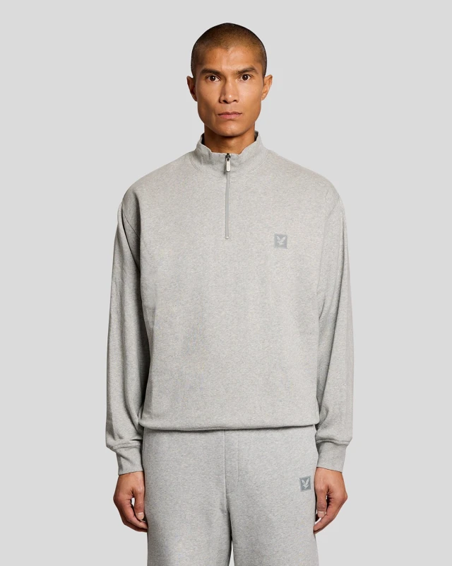 Image of Lyle & Scott Mens Loungewear 1/4 Zip Sweatshirt in Light Grey Marl