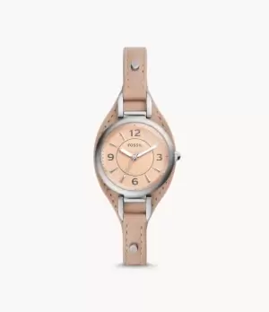 Image of Fossil Women Carlie Three-Hand Latte Eco Leather Watch