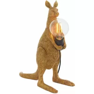 Image of Vintage Gold Kangaroo Table Light - Resin Figure - Matt Black Lamp Holder