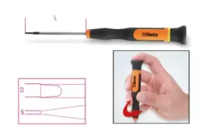 Image of Beta Tools 1257LP Precision/Micro-Screwdriver Flat/Slotted 0.6 x 3.5mm 012570035