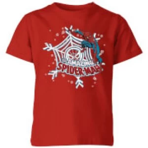 Image of Marvel Spider-Man Kids Christmas T-Shirt - Red - 7-8 Years
