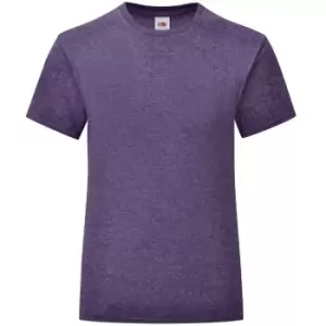 Image of Fruit Of The Loom Girls Iconic T-Shirt (7-8 Years) (Heather Purple)