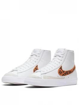 Image of Nike Blazer Mid '77 Trainer - White/Leopard, White/Leopard, Size 7, Women