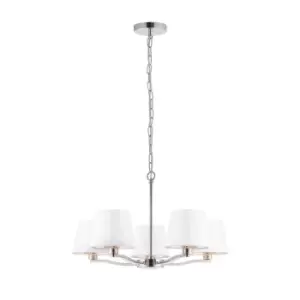 Image of Ceiling Pendant Light Bright Nickel Plate & Vintage White Fabric 5 x 40W E14