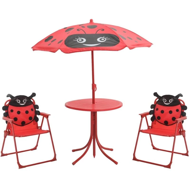Image of VIDAXL 3 Piece Kids Garden Bistro Set with Parasol Red Vidaxl 41842fr