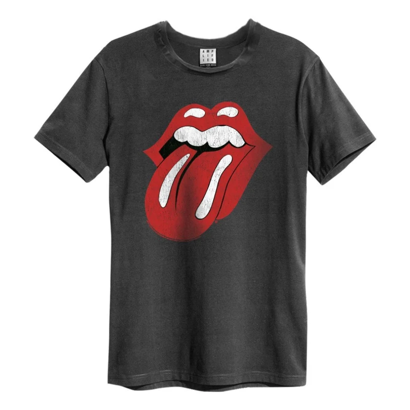 Image of Amplified Amplified Men Tongue Era The Rolling Stones T-Shirt in Charcoal Size: Small Charcoal S Male 5063470014163