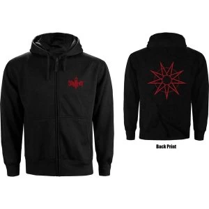 Image of Slipknot - 9 Point Star Unisex Medium Zipped Hoodie - Black