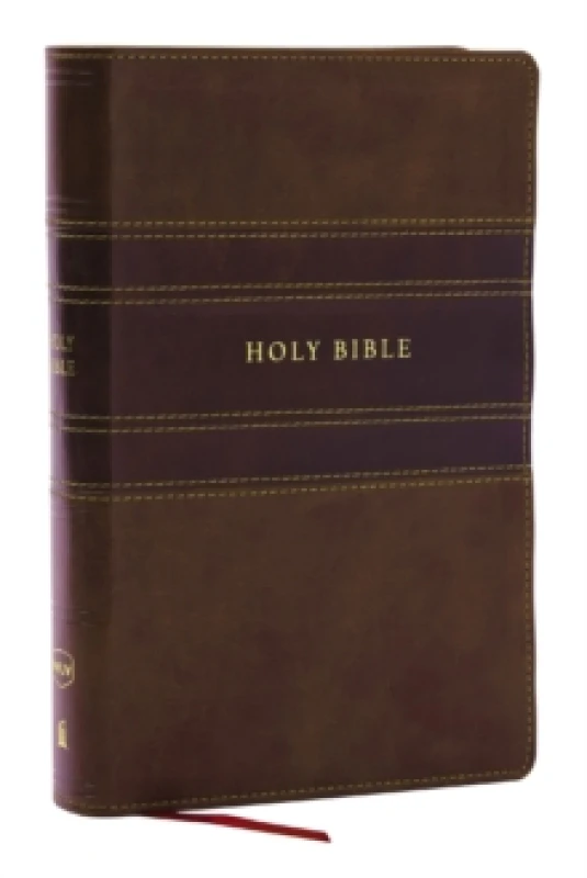 Image of NKJV Personal Size Large Print Bible with 43,000 Cross References, Brown Leathersoft, Red Letter, Comfort Print (Thumb Indexed) Leather / fine binding