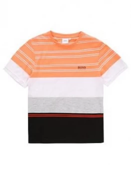 Image of Hugo Boss Blocked Small Logo T-Shirt Orange Size 8 Years Boys