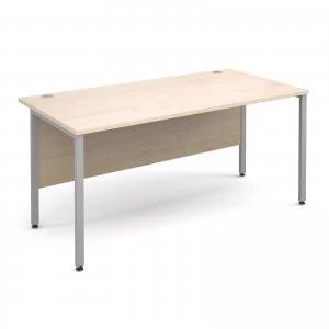 Image of Maestro 25 SL Straight Desk 1600mm x 800mm - Silver H Frame Maple top