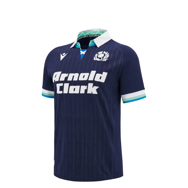 Image of Macron Scotland Rugby Home Shirt 2024 Juniors - Blue Blue 7 - 8 Years