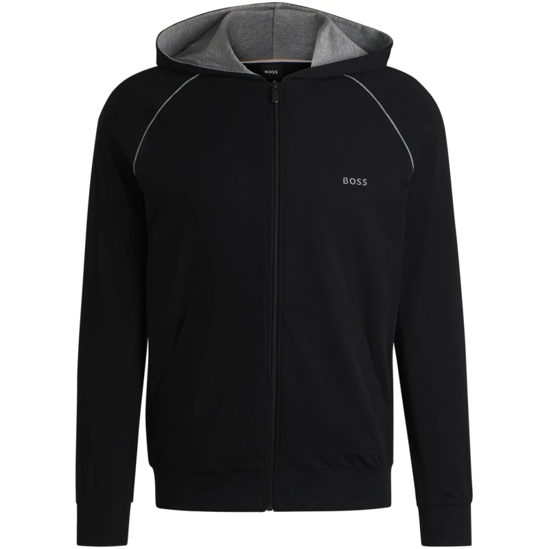Image of Boss Mens MixMatch Zipped Hoodie, Full-Zip Closure Black 001 male M