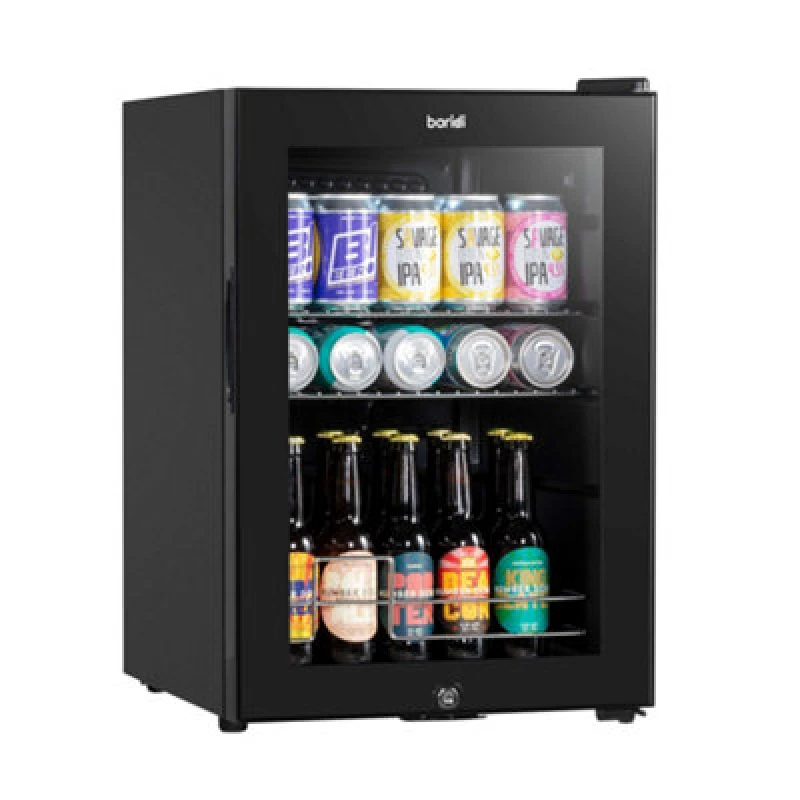 Image of Baridi 60L Beer & Drinks Fridge With LED Light, Black And Glass Door, Black DH62
