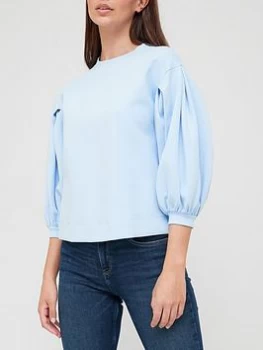 Image of Ted Baker Puff Sleeve Sweat - Blue, Size 3=12, Women