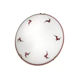 Image of Moon Integrated LED Cottage Style Glass Patterned Flush Ceiling Lamp Antique Brass