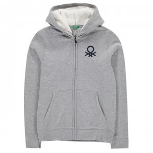 Image of Benetton Logo Zip Hoodie - 501 Grey