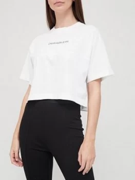 Image of Calvin Klein Jeans Back Reflective Logo Tee - White