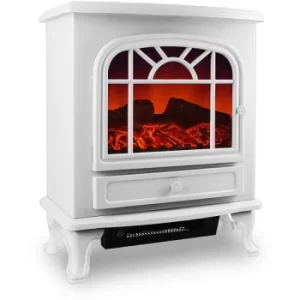 Image of Electric Fireplace With Heating and LED Fire Effect 2000W White Electric Fireplace Stove