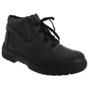 Image of Grafters Mens Grain Leather Padded Ankle Safety Toe Cap Boots (41 EUR) (Black)