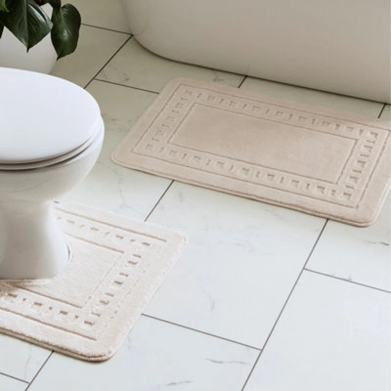 Image of Catherine Lansfield Catherine Lansfield 'Armoni' Bath Mat and Ped Set in Cream Cream One Size Unisex 5012601571693