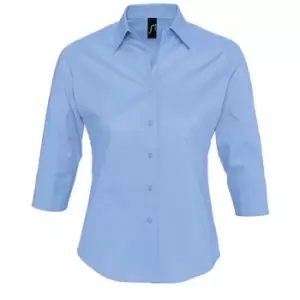 Image of SOLS Womens/Ladies Effect 3/4 Sleeve Fitted Work Shirt (L) (Bright Sky)