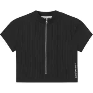 Image of Calvin Klein Jeans Half Zip Short Sleeves Top - Black