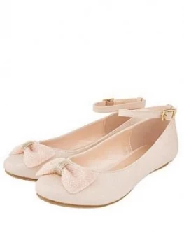 Image of Monsoon Girls Megan Beaded Bow Ballerina - Pale Pink, Size 2 Older