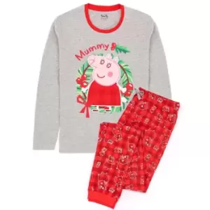 Image of Peppa Pig Womens/Ladies Mummy Pig Christmas Pyjama Set (L) (Red/Grey)