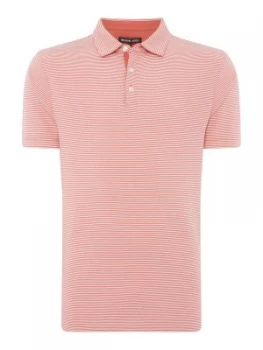 Image of Mens Michael Kors Feeder Fine Stripe Polo Shirt Pink