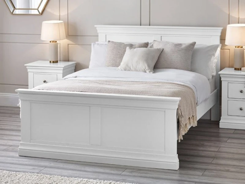 Image of Julian Bowen Clermont 4ft6 Double White Wooden Bed Frame