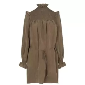 Image of French Connection Boza Crinkle Smocked Mini Dress - Green