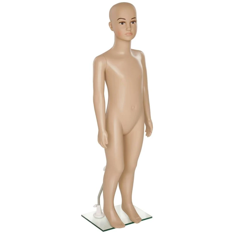 Image of Tectake Adjustable Mannequin In Full Body Life Size With Realistic Proportions And Glass Plate Stand Child - Beige