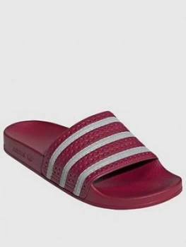 Image of Adidas Originals Adilette - Burgundy/Silver