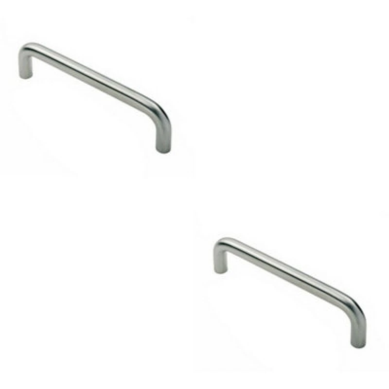 Image of Loops 2x Round D Bar Pull Handle 469 x 19mm 450mm Fixing Centres Satin Steel Metallics unisex
