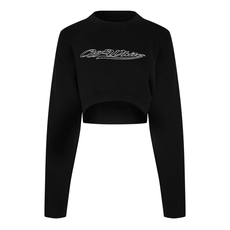 Image of Off White Womens Bling Cropped Sweatshirt Black female 14 (L)