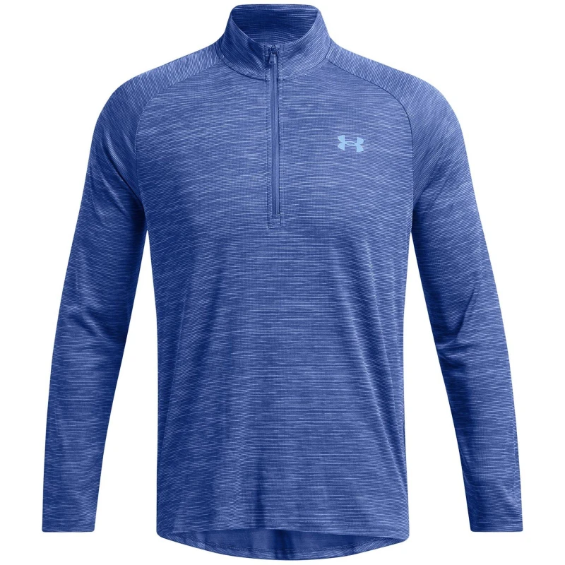 Image of Under Armour Armour UA Tech ½ Zip Long Sleeve Mens Long Sleeve Performance T-Shirts S Blue 62000759350