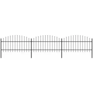 Image of Garden Fence with Spear Top Steel (1-1.25)x5.1 m Black vidaXL - Black