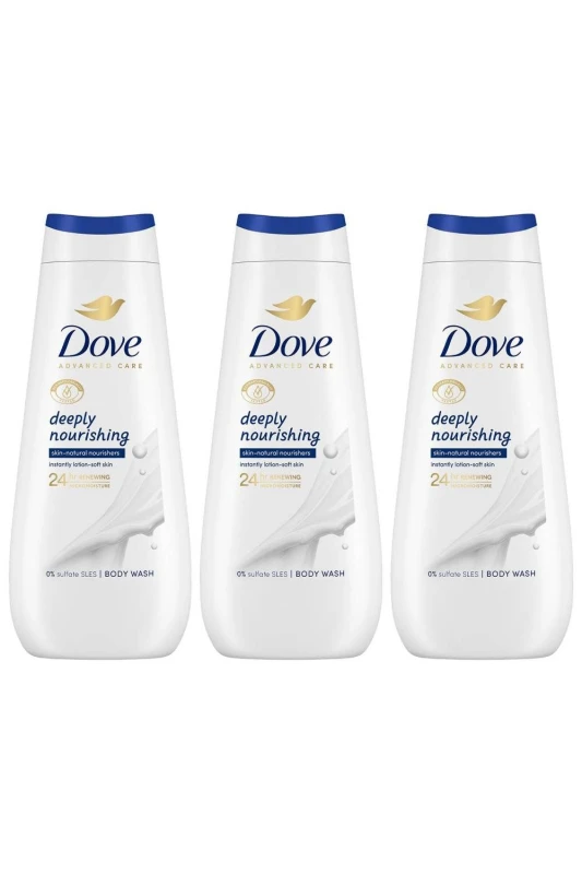 Image of Dove 'Body wash' Deeply Nourishing 24H Renewing Micromoisture, 3x400ml White