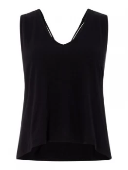 Image of Free People Short Sleeve V Neck Crochet Tank Top Black