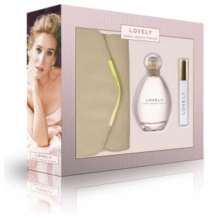 Image of Sarah Jessica Parker Lovely Gift Set 100ml Eau de Parfum + 10ml Rollerball + Gold Clutch