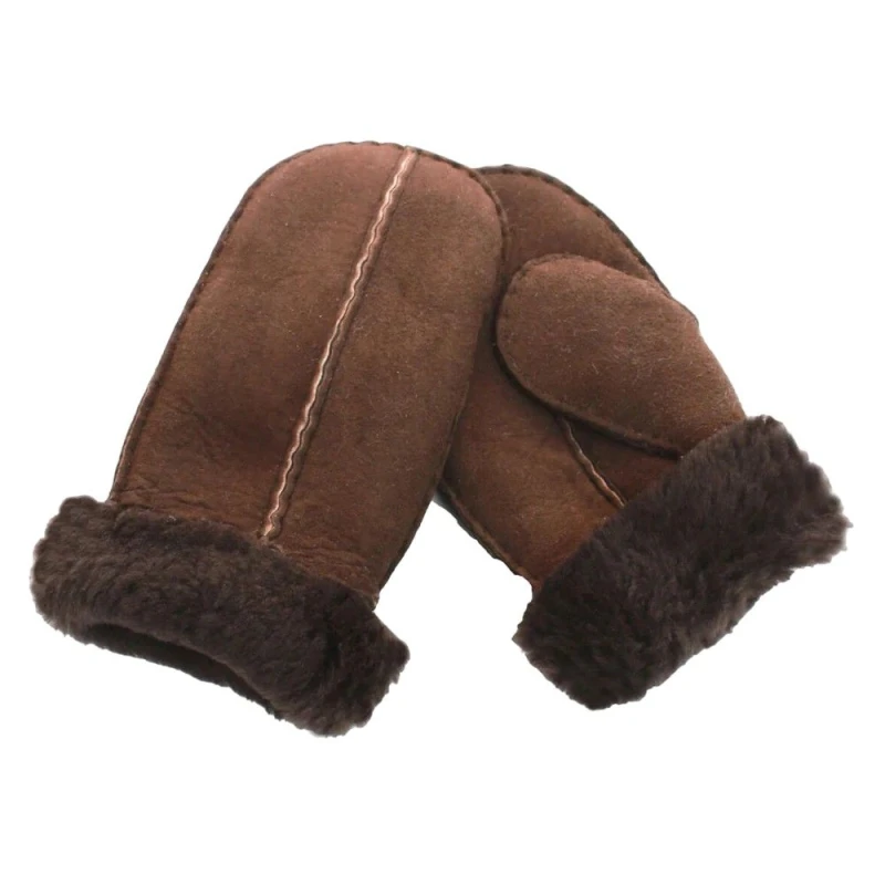 Image of Eastern Counties Leather CSM Sheepskin Split Seam Mittens in Chocolate Chocolate Unisex One Size